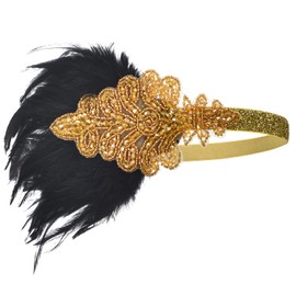 1920s Accessories Set Flapper Headband,Gloves,Net Tights,Pearl Bracelet, Set7