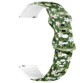 Compatible with Garmin Forerunner 255S/255S Music, 265S, Rey, Venu 2S, Venu 3S, Vivoactive 4S, Vivomove 3S, 18mm, Sport Watch Band ( Tropical Plants Semalessbeautiful Hawaiian ) Silicone Soft Strap Bracelet