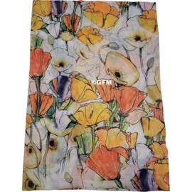 GFM® Women's Floral Print Spring Summer Scarf (FP3) (Floral Bloom-Orange)(PSCF-FP3-FLD-25008-NRG)