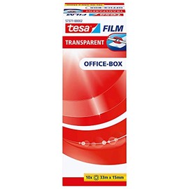tesa tesafilm transparent - Transparentes Klebeband mit starker Haftung - alterungsbeständig und reißfest - 33 m x 15 mm - 10er Pack
