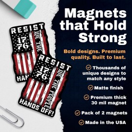 Resist Magnet - Patriotic - 1776 We The People - Hands Off - American Flag - Motivational - Gifts - Durable Material for Car Truck Toolbox Any Metal Surface - EPLM0031