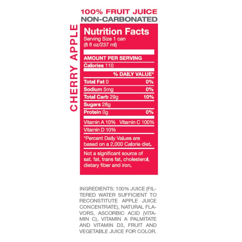 Envy Non-Carbonated 100% Fruit Juice, Cherry Apple 8 oz (Case