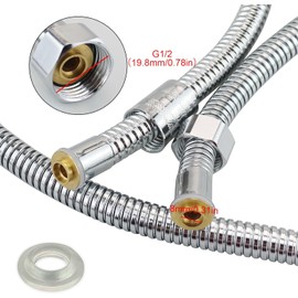 1.5 m Stainless Steel Shower Hose with 1 Raw Material Band, Flexible Shower Hose with Seals for Hand Shower, Hand Shower Head, Shower Hose 150 cm, Stainless Steel, Twist-Proof, Flexible