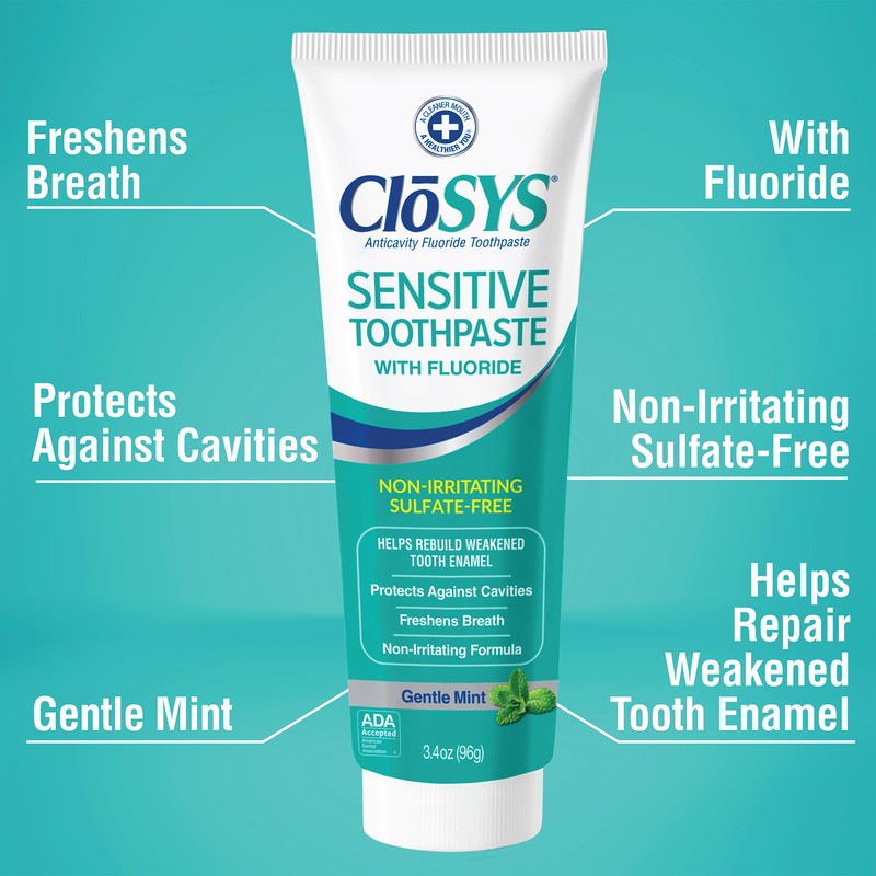 CloSYS Fluoride Toothpaste, 3.4 Ounce, Travel Size, Gentle Mint, TSA