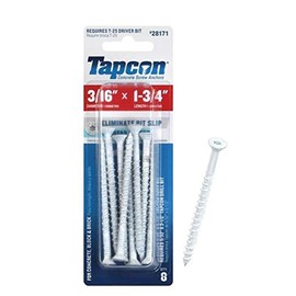 Tapcon 28171 3/16x1-3/4 White Star Drive Bugle Head Concrete Anchors 8/Box