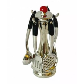 MW Dollhouse Kitchen Chrome Utensils on a Stand, Miniature Kitchen Tools