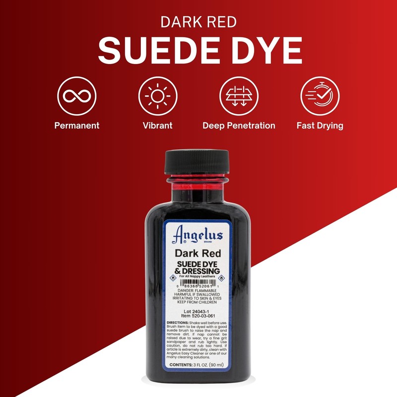 Angelus Suede Dye, 3 oz, Dark Red
