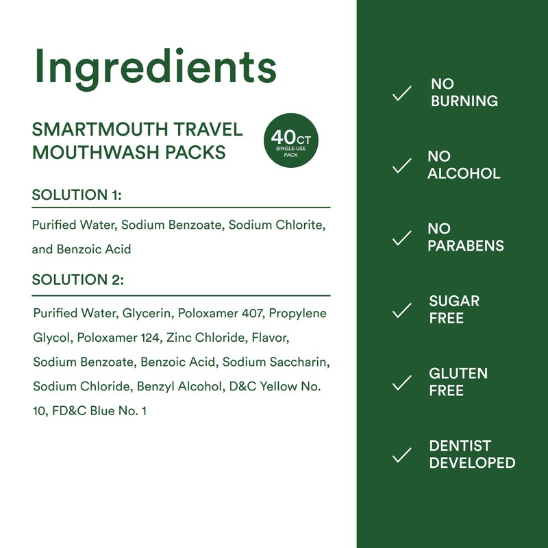 SmartMouth Original Zinc Activated Mouthwash Single Packs - Disposable Mouthwash