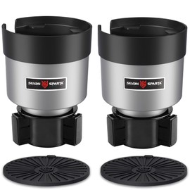 SEVEN SPARTA 2 Pack Car Cup Holder Expander Organizer Adjustable Base, Compatible with Yeti 20/26/30 oz, Hydro Flasks 32/40oz, Nalgenes 30/32/38/48 oz, Other Bottles in 3.4"-3.8" (Silver)