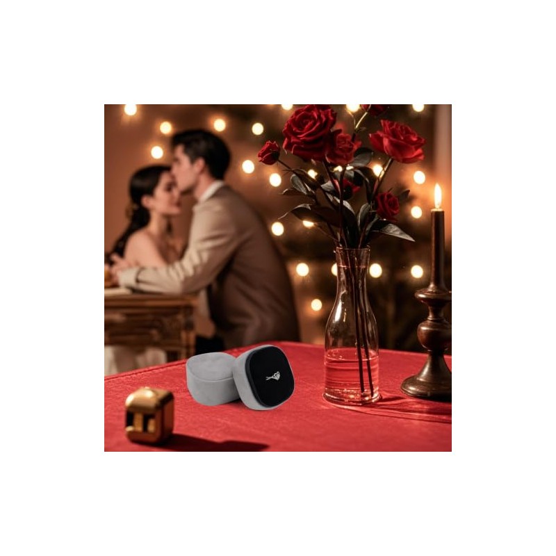 Velvet Ring Box, Mini Engagement Ring box with Detachable Lid,