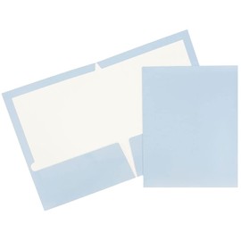 JAM PAPER Laminated Two Pocket Glossy School Folders - Letter Size - High Gloss Baby Blue - 6/Pack