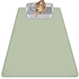 Bartuke Cat Litter Mat, Extra Large 40" x 28" Silicone Mat Litter Trapping Mat for Scatter Control, Soft on Kitty Paws, Easy to Clean (Green)