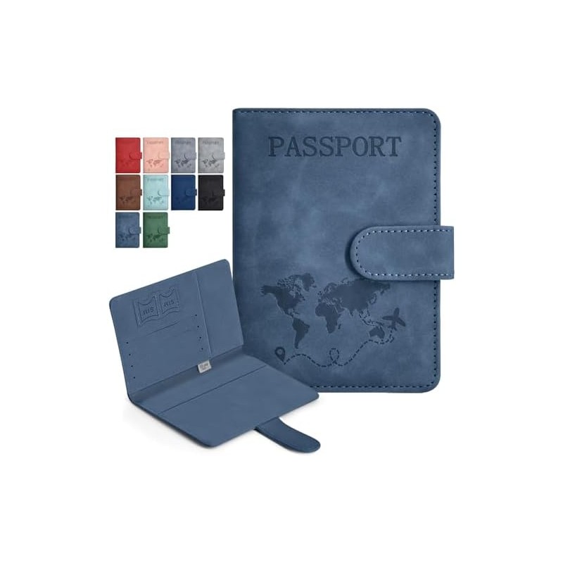 Porta Pasaporte con Bloqueo RFID, Porta Pasaporte y Visa Impermeable,