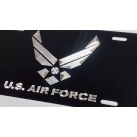 Diamond Etched Products Engraved US AIR FORCE Car Tag Diamond Etched Aluminum Vanity Front License Plate