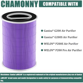 CHAMONNY P200S/P200 Pro Pet Care Filter Replcement, Compatible with WELOV P200S/P200 Pro Air Purifier, 3-in-1 H13 True HEPA Filter and Pre-Filter, 2 Pack
