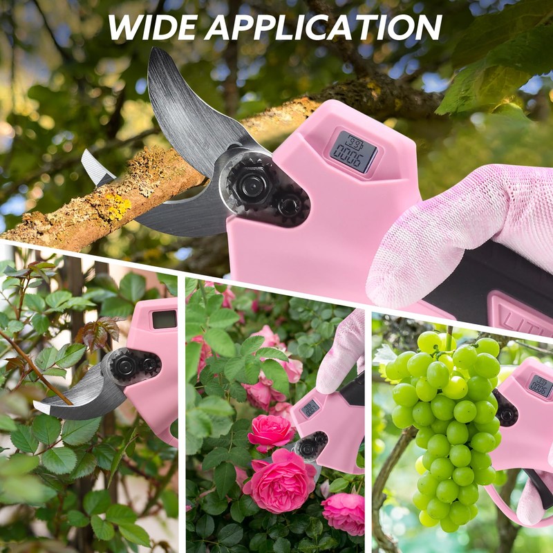 Electric Pruning Shears Cordless- Brushless & Professional Battery Powered Pink