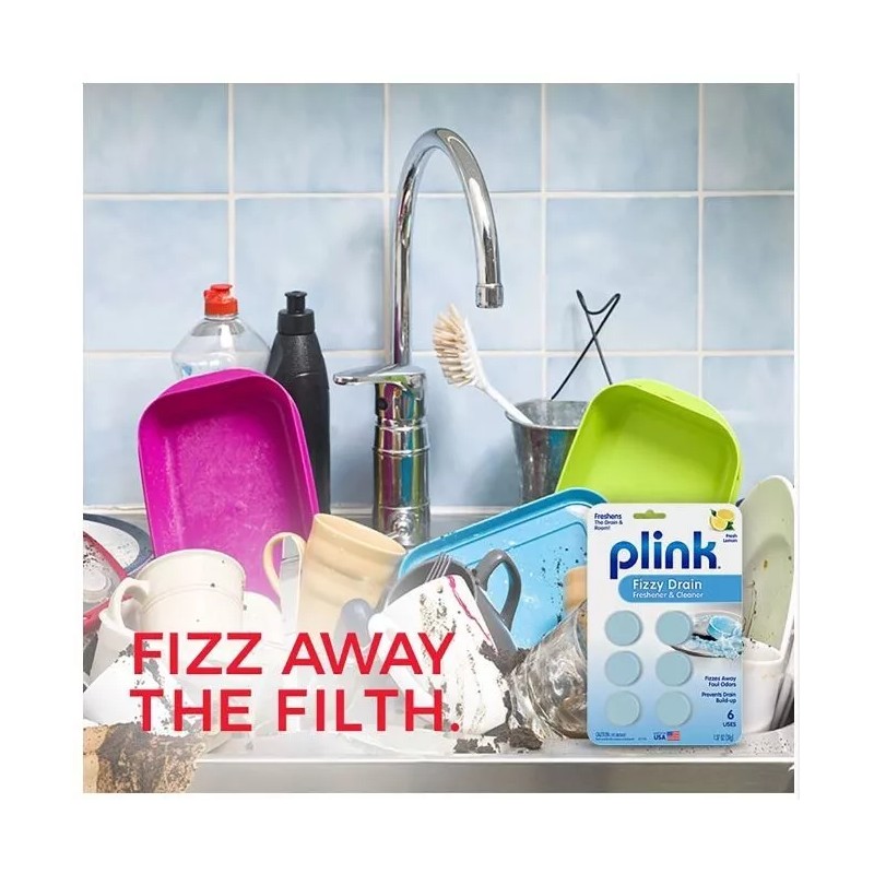 Plink Fizzy Drain Cleaner, Freshener, Deodorizer Clog Preventer 6 Treatment