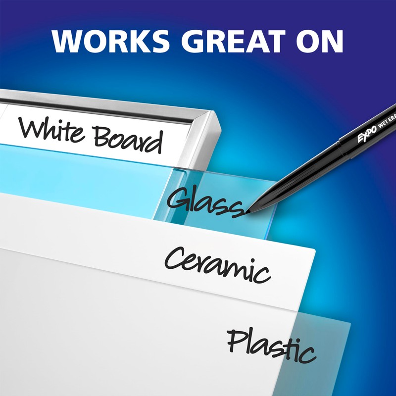 EXPO Wet Erase Markers, Semi-Permanent Overhead Transparency Markers, Black, Ultra