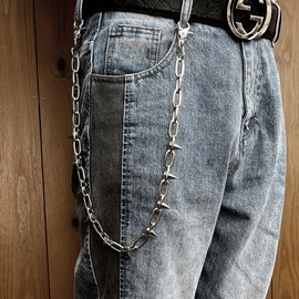 BOMPOW Pants Chain Wallet Chains Pocket Rivet Punk Keychains Jeans Keychain Emo Gothic Rock Hip Hop Chains for Men Women Clothing Accessories