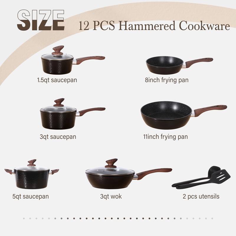 Kitchen Academy Induction Pots and Pans Set Non Stick -