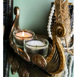 Ebros Gift Ancient Viking Fjord Norseman Oseberg Longship 2 Votives Candle Holder Figurine