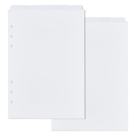 SUPERFINDINGS 2 Set of 10 Sheets A5 Index Dividers White Plastic Index Sheets with Top Tabs 6 Ring Index Sheets Dividers with 5 Tabs for Planner
