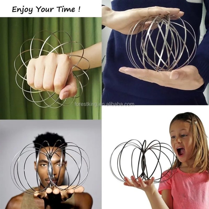 2pcs Flow Spinner Ring/Slinky Stainless Steel Loop Lasso/Magic Ring Game