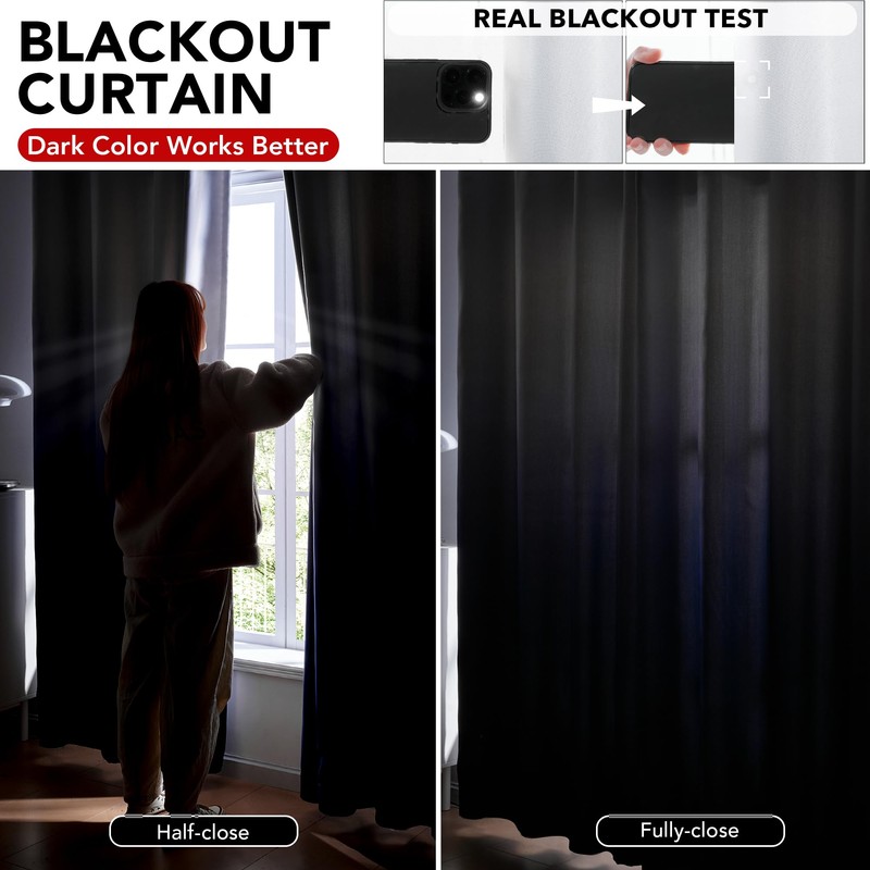 Deconovo Gradient Light Blocking Room Darkening Window Curtains, Navy, 52W