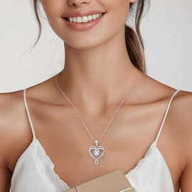 LOUISA SECRET Women's Infinity Necklace Birthstone Infinity Necklace for Women Valentine's Day Christmas Mother's Day Birthday Jewellery Gift for Women Mum Wife Girlfriend