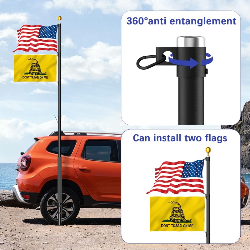IOEN 20FT Telescoping Flag Pole Kit with Tire Mount &