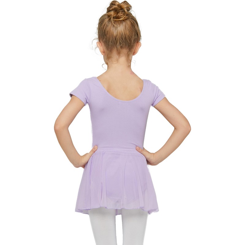 MdnMd Girls Toddler Ballet Leotard with Skirted Short Sleeve Dance