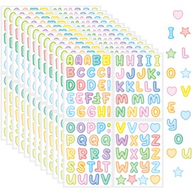 10 Sheet Small Letter Stickers, 0.5 Inch Self Adhesive Alphabet Stickers, Cute Vinyl Letter Stickers for Arts Crafts Outdoor Sign Poster Windows Doors Mailboxes Car Truck - Cartoon
