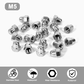 QIMEI-SHOP Acorn Nuts M5 Stainless Steel Cap Nuts A2 Acorn Nuts Hexagonal Acorn Nuts According to DIN 1587 for Screws Threaded Rods Threaded Bolts Protection Pack of 20
