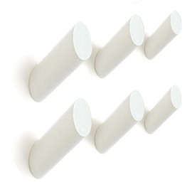 barilo Wood Wall Hooks, 6 Pack | Modern, Decorative White Wooden Hangers Wall Mounted | Coat Hooks | Hook for Hanging Backpage, Robe, Hat, Towel, Coat, Purse, Bag