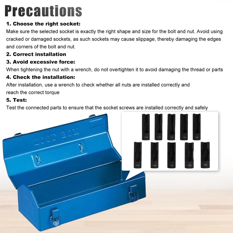 RULLINE 10pcs Flare Nut Socket Set, 10-Piece Kit for Automotive