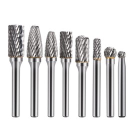 8 Piece Burr 6 mm Shank Carbide Burr Rotary Cutter Set for Woodworking Cutting Grinder Metal Carving Engraving and Drilling