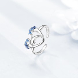 VONALA Dolphin 925 Sterling Silver Split Heart-Shaped Blue Zircon Dainty Dolphin Jewelry Gift For Women