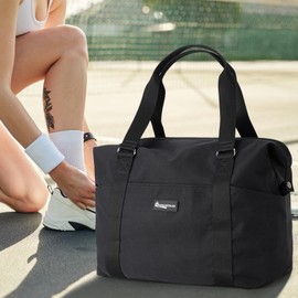 MODISCHEDLER Black Travel Gym Bag for Women – Oversized Capacity with Multi-Compartment Design for Workouts & Weekend Getaways