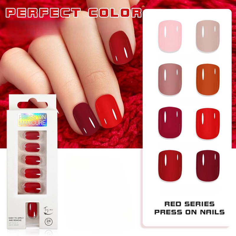 Hamefen Press On Nails, 24 Nails with Adhesive Backing Already