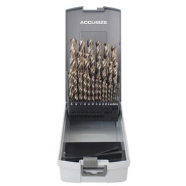 Accusize Industrial Tools 29 Pc Jobber Drill Set, 135 Degree Split Point, M35 (H.S.S. Plus 5% Cobalt), 1/16'' - 1/2'' by 1/64'', 0422-0029