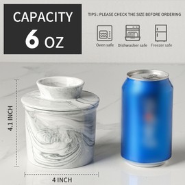 Howise Ceramic Butter Crock, 6 OZ Butter Keeper for Counter, French Butter Dish Big Capacity Grey