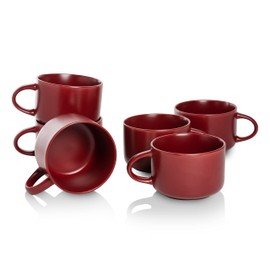 10 Strawberry Street Wazee Matte 4.75"/22 oz Oversized Mug, Set of 6, Red