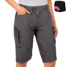 Cycorld Women's-Mountain-Bike-Shorts-MTB-Short, Cycling Padded Biking Shorts with Pocket (Dark Grey, Medium)