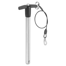 MECCANIXITY Quick Release Pin 4/9 Inch, t Handle Ball Locking Pin with Push Button Lanyard Cable 304 Stainless Steel Equipment Mechanical Usable Length 4.72 Inch, Silver