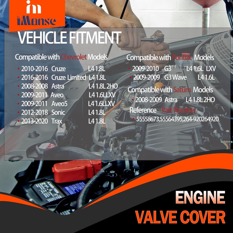 iMonse Engine Valve Cover Kit, with Gasket, Replacement for Chevy
