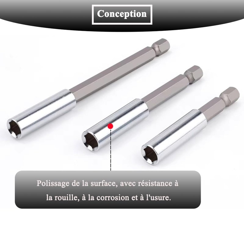 Teocpai 5pcs Magnetic Bit Holder Extension Rods, 1/4 Inch Hex