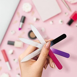Paquete de 3 limas de cristal de cristal con estuche, lima de uñas de cristal para uñas naturales, herramienta de manicura profesional, lima de crista