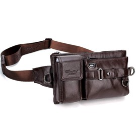 KPYWZER leather waist fanny pack Riñonera de Piel clásico para Hombres y Mujeres, con Correa Ajustable para Entrenamiento, Viajes, Casual, Correr, Senderismo, Ciclismo café