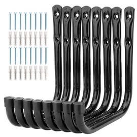 pipabiba 8 Pack Garage Ladder Hooks 17cm Heavy Duty Wall Mounted Hanger for Bike Ladder Folding Chairs and Bulky Items (17cm x 17cm) Black