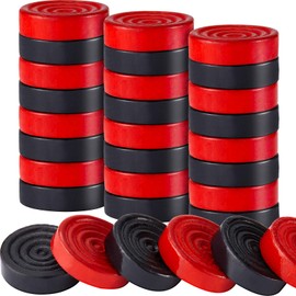 24 Pieces Wooden Checkers Pieces 1.06 Inch Checkers Board Game Pieces Stackable Ridge in Drawstring Storage Pouch, Red and Black